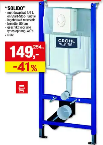Hubo Grohe Ophang WC-pack Solido aanbieding