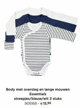 Body met overslag en lange mouwen essentials streepjes-blauw-wit