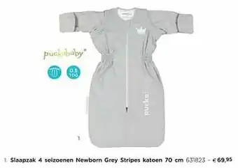 Slaapzak 4 seizoenen newborn grey stripes katoen