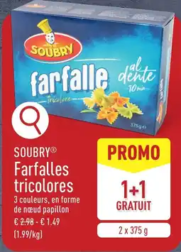 ALDI Soubry farfalles tricolores aanbieding
