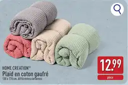 ALDI Home creation plaid en coton gaufré aanbieding