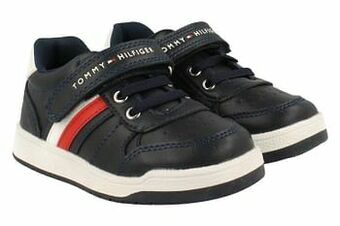 Berca Shoes Tommy Hilfiger Sneaker Laag Uni Leuke Sneaker Met Gemakkelijke Aan Uit Door De Klitterband en Elastiek Sluiting - Blauw aanbieding