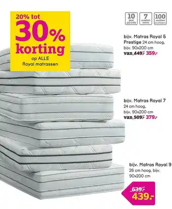 Leen Bakker Matras Royal 5, Matras Royal 7, Matras Royal 9 aanbieding