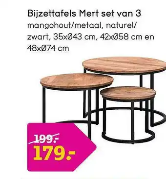 Leen Bakker Bijzettafels Met Set Van 3 aanbieding