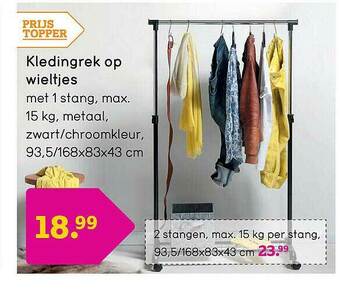 Leen Bakker Kledingrek Op Wieltjes aanbieding