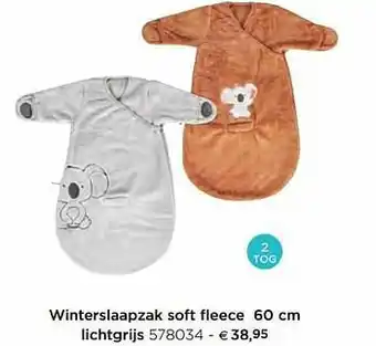 Winterslaapzak soft fleece lichtgrijs