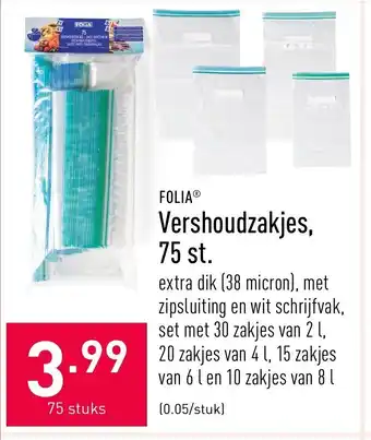 ALDI Folia Vershoudzakjes 75st aanbieding