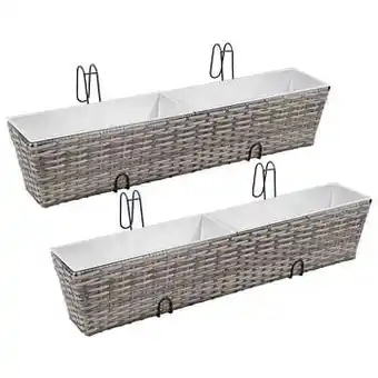 Brico VidaXL balkonplantenbak ken verhoogd 2 st 80 cm poly rattan grijs aanbieding