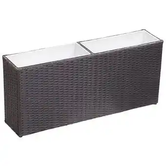 Brico VidaXL plantenbak verhoogd met 2 potten 90x20x40 cm poly rattan zwart aanbieding