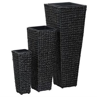 Brico VidaXL plantenbak ken verhoogd 3 st waterhyacint zwart aanbieding