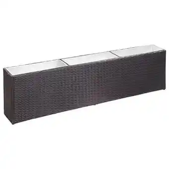 Brico VidaXL plantenbak verhoogd met 3 potten 150x20x40 cm poly rattan zwart aanbieding
