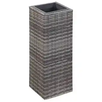 Brico VidaXL plantenbak verhoogd 28x28x80 cm poly rattan grijs aanbieding