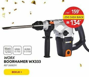 Brico Worx boorhamer wx333 aanbieding
