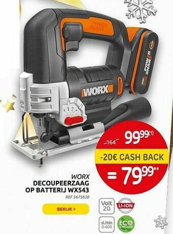 Brico Worx decoupeerzaag op batterij wx543 aanbieding