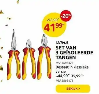 Brico Wiha set van 3 geïsoleerde tangen aanbieding