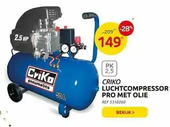 Brico Criko luchtcompressor pro met olie aanbieding