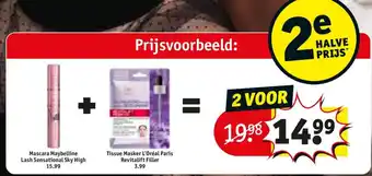 Kruidvat Mascara Maybelline Lash Sensational Sky High + Tissue Masker L'Oreal Paris Revitalift Filler aanbieding