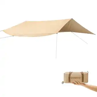 Decathlon Tarp Khan T Zonneluifel Camping Windbescherming Voortent Zeildoek Katoen aanbieding