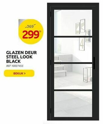 Brico Glazen deur steel look black aanbieding