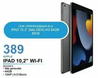 AUVA Apple ipad 10,2`` wi-fi mk2k3nf-a aanbieding