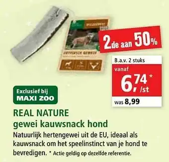 Maxi Zoo Real nature gewei kauwsnack hond aanbieding