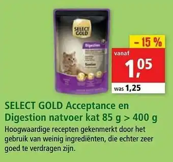 Maxi Zoo Select gold acceptance en digestion natvoer kat aanbieding