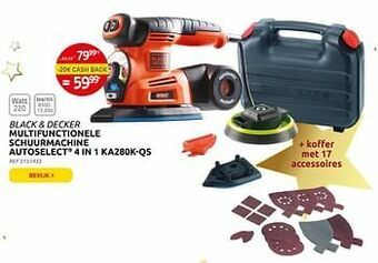 Brico Black + decker multifunctionele schuurmachine autoselect 4 in 1 ka280k-qs aanbieding