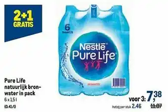 Makro Pure life natuurlijk bronwater aanbieding