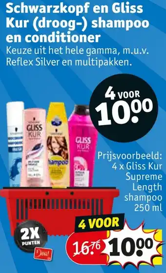 Kruidvat Schwarzkopf en Gliss Kur (droog-) shampoo en conditioner aanbieding