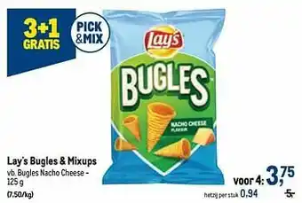 Makro Lay`s bugles + mixups bugles nacho cheese aanbieding