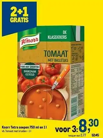 Makro Knorr tetra soepen tomaat met kruiden aanbieding