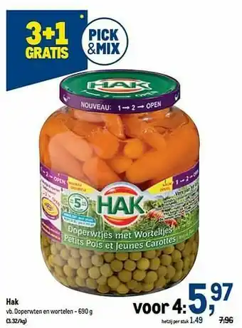 Makro Hak doperwten en wortelen aanbieding