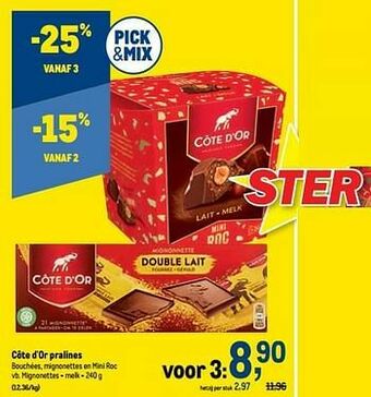 Makro Côte d`or pralines mignonettes - melk aanbieding