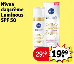 Kruidvat Nivea dagcrème Luminous SPF 50 aanbieding