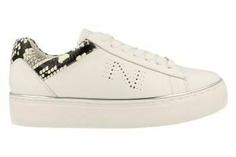 Berca Shoes Nathan Sport Sneaker Laag Dames Volledig Leder Trend Dierenprint - Wit aanbieding