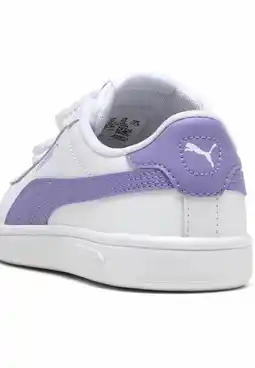 Decathlon Smash 3.0 leren V sneakers voor kinderen PUMA White Lavender Alert Purple aanbieding