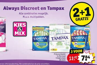 Kruidvat Always Discreet en Tampax aanbieding