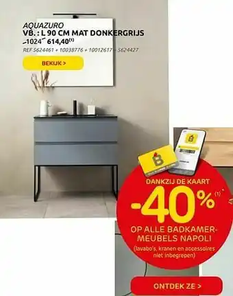 Brico Aquazuro l 90 cm mat donkergrijs aanbieding