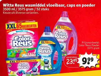 Kruidvat Witte Reus wasmiddel vloeibaar, caps en poeder 3500ml aanbieding