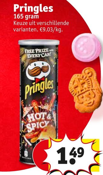 Kruidvat Pringles 165g aanbieding