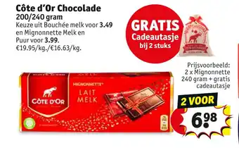 Kruidvat Cote d'Or Chocolade 200g aanbieding