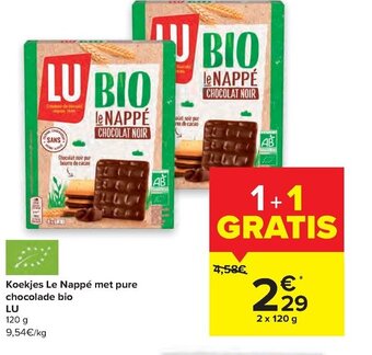 Carrefour Market Koekjes Le Nappe met pure chocolade bio LU aanbieding