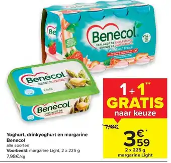 Yoghurt, drinkyoghurt en margarine Benecol