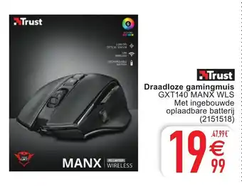 Cora Trust Draadloze gamingmuis GXT140 MANX WLS aanbieding