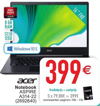 Cora Acer Notebook Aspire A314-22 aanbieding