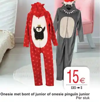 Cora Onesie met bont of junior of onesie pinguin junior aanbieding