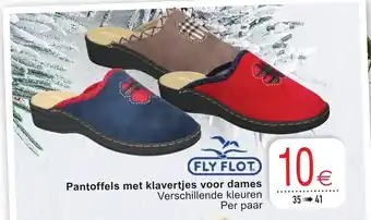 Cora Fly Flot Pantoffels met klavertjes voor dames aanbieding