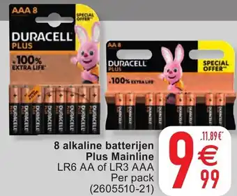 8 alkaline batterijen Plus Mainline