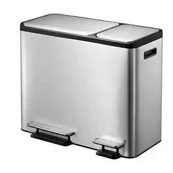 Leen Bakker EKO recycling pedaalemmer EcoCasa - zilverkleurig - 30+15l - Leen Bakker aanbieding