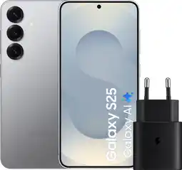 Coolblue Samsung Galaxy S25 256GB Zilver 5G + Samsung Oplader 25 Watt Zwart aanbieding